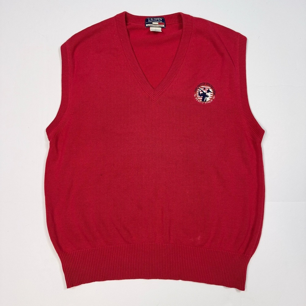 Vintage 90s US Open Golf‎ Vest Mens Size M 1992 Pebble Beach Made in USA Red
